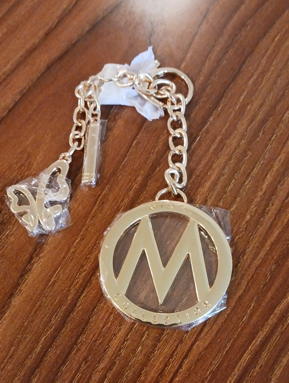 Gold 'M' Logo Keychain or Purse  Charm With a Butterfly